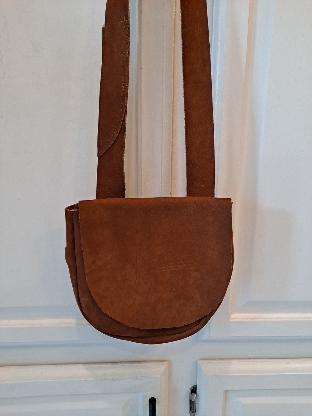 Artisan Brown Rustic Leather Handcrafted Messenger Bag Boho Saddlebag